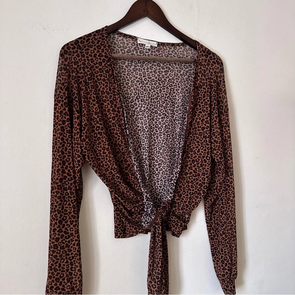 Another Reason Leopard Print Tie-Front Top - Picture 3 of 5